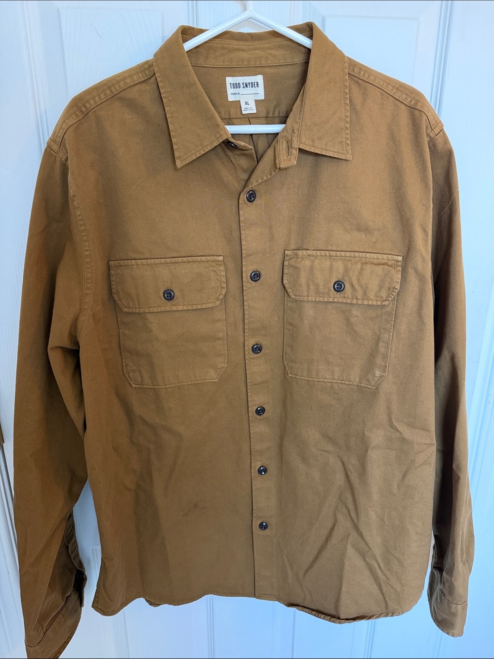 Todd Snyder Caramel Brown Work Shirt with Chest Flap Pockets